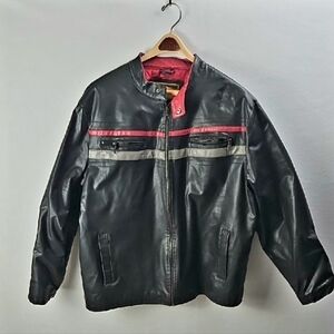 Arizona Jean Company Men's Black Faux Leather Moto Jacket Sz 2XL